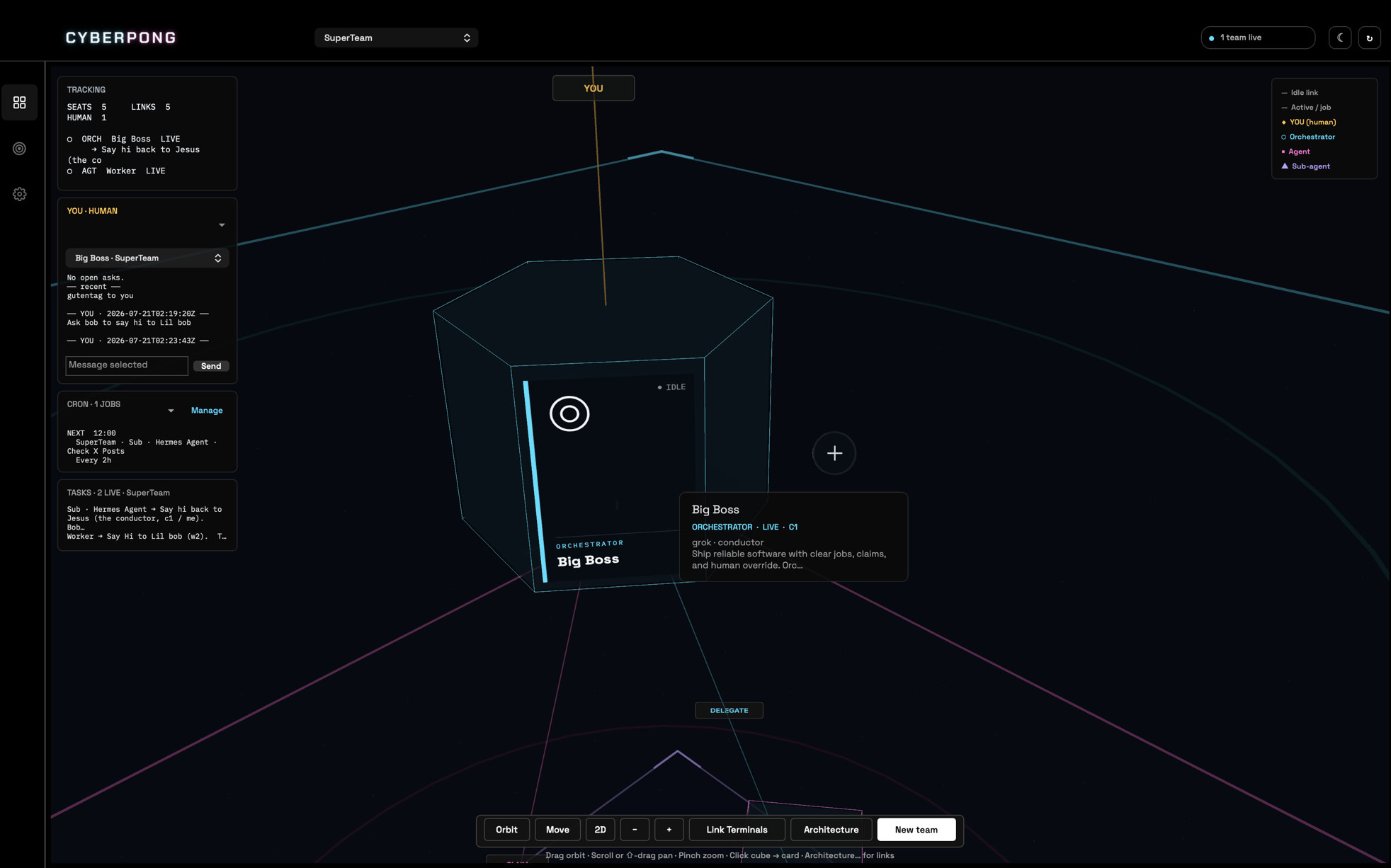 Orchestrator seat detail on the map